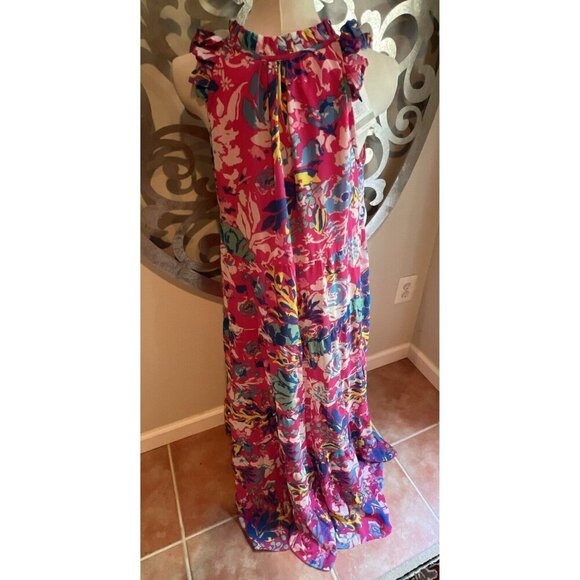Mud Pie PINK Indy FLORAL MAXI DRESS Women’s Size Medium Spring Summer Dress - Picture 5 of 11